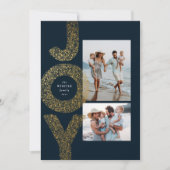 2枚の写真が楽しめるクリスマスカード　偽金フレーム　ネイビー シーズンカード (正面)