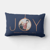 2枚の写真が楽しめる ネイビーブルー カッパー シック モダン クリスマス ランバークッション (裏面)