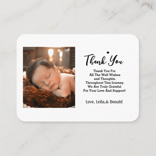 2枚の写真が誕生のお知らせ |新生児 エンクロージャーカード (裏面)