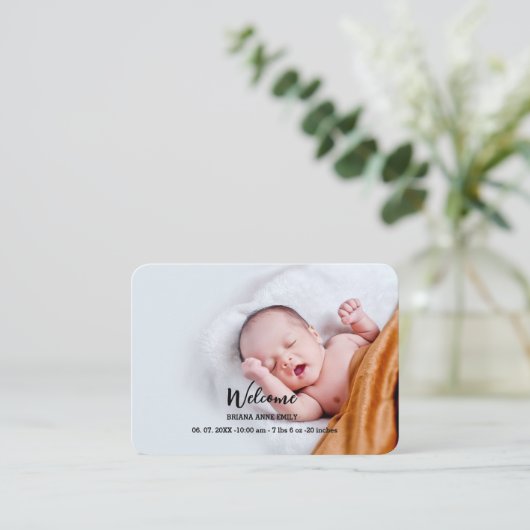 2枚の写真が誕生のお知らせ |新生児 エンクロージャーカード (スタンド正面)