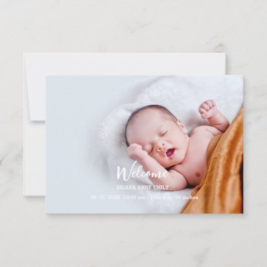 2枚の写真が誕生のお知らせ |新生児 案内状 (正面)