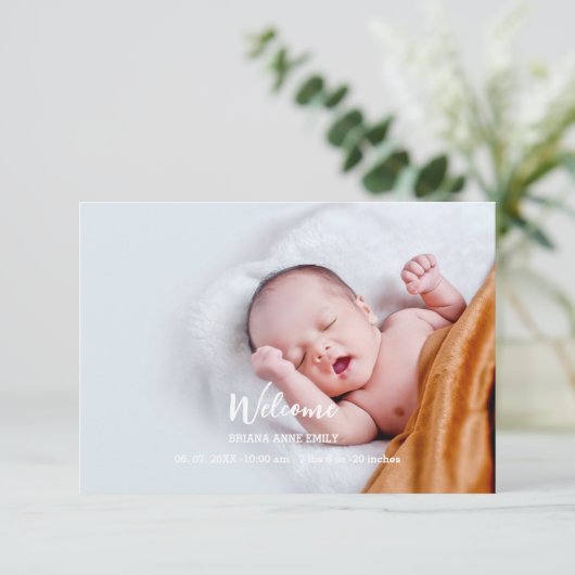 2枚の写真が誕生のお知らせ |新生児 案内状 (スタンド正面)