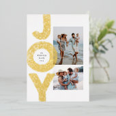 2枚の写真が輝くゴールドのモダンなクリスマスカード 箔シーズンカード (立ち正面)