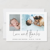 2枚の写真がScript Loveの感謝してい誕生 案内状 (正面)
