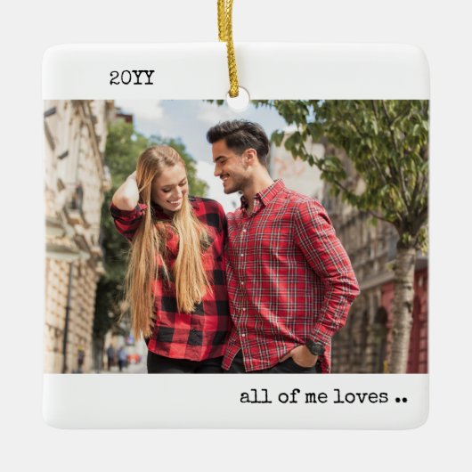 2枚の写真すべての私がミニマルな皆さんを愛する セラミックオーナメント (正面)