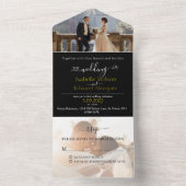 2枚の写真すべてを1枚の結婚式招待状、RSVP オールインワン招待状 (内側)