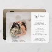 2枚の写真でおしゃれに 結婚しました お知らせ シンプル 招待状 (正面/裏面)