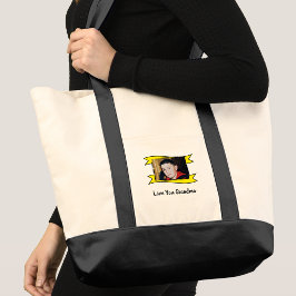 2枚の写真でおばあちゃんを愛してる黄色 トートバッグ