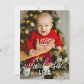 2枚の写真でベビー発表とクリスマスのお知らせ ワンダフルライフ シーズンカード (正面)