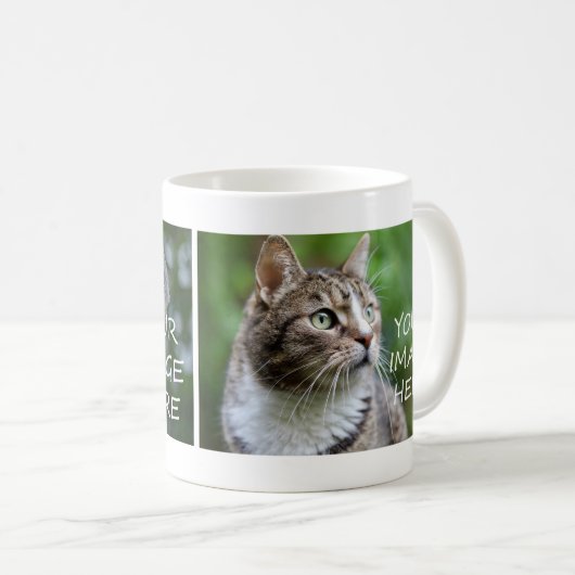 2枚の写真でペット猫の新しい写真を撮るDog Photo Mug コーヒーマグカップ (正面右)
