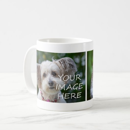 2枚の写真でペット猫の新しい写真を撮るDog Photo Mug コーヒーマグカップ (正面左)