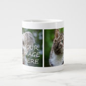 2枚の写真でペット猫の新しい写真を撮るDog Photo Mug ジャンボコーヒーマグカップ (正面)