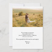 2枚の写真で叶えるJust Married ウェディング・エルペメント 案内状 (裏面)