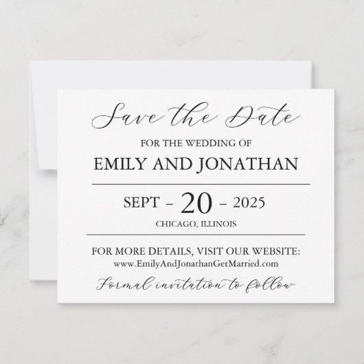 2枚の写真で日付カードを黒で保存 セーブザデート (裏面)