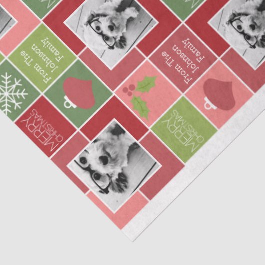 2枚の写真とのあいさつ付きメリークリスマス 薄葉紙 (詳細)