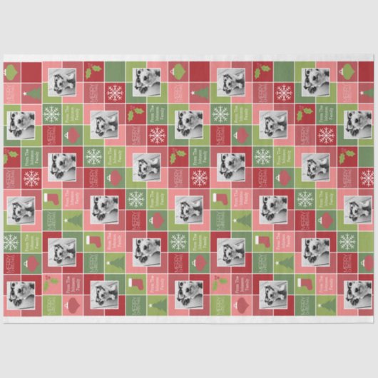 2枚の写真とのあいさつ付きメリークリスマス 薄葉紙 (正面)