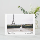 2枚の写真とカリグラフィー 結婚式のお礼カード 招待状 (スタンド正面)