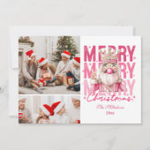 2枚の写真とクラシカルなピンクのくるみ割り人形のクリスマス シーズンカード (正面)