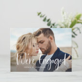 2枚の写真とスクリモダンプト|婚約パーティ 招待状 (スタンド正面)