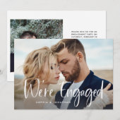 2枚の写真とスクリモダンプト|婚約パーティ 招待状 (正面/裏面)