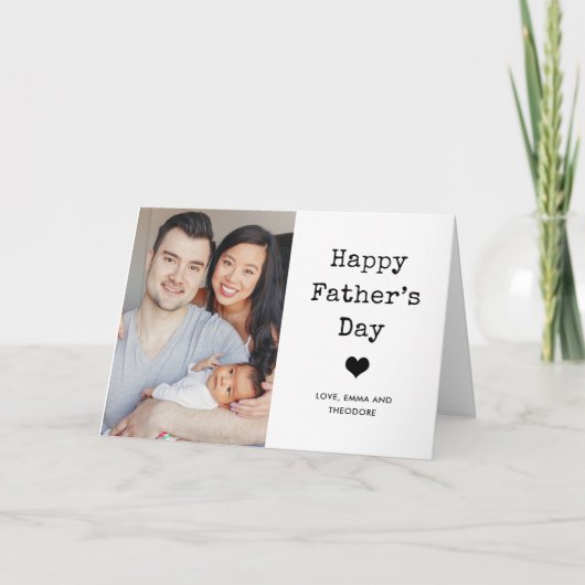 2枚の写真とタイプライター文字 |お父様の日 カード (正面)