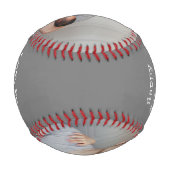 2枚の写真とタイプライター文字 |お父様の日 野球ボール (裏面)