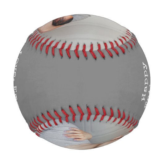 2枚の写真とタイプライター文字 |お父様の日 野球ボール (裏面)