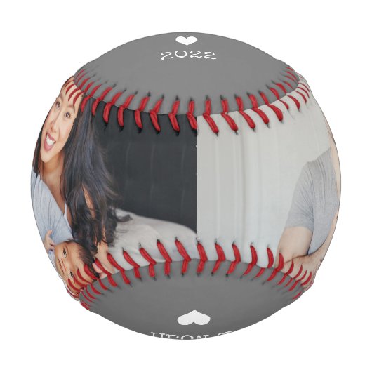 2枚の写真とタイプライター文字 |お父様の日 野球ボール (正面)