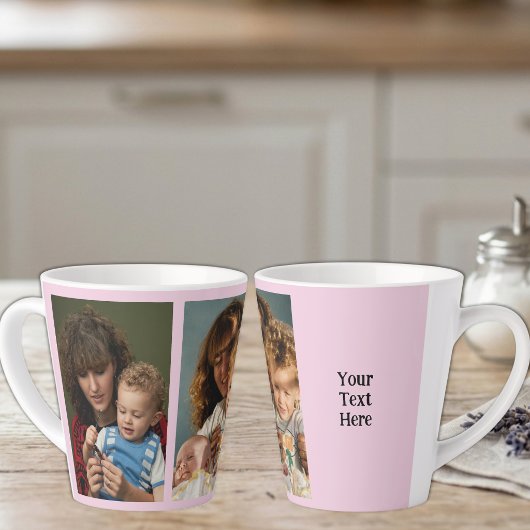 2枚の写真とテキスト ホワイト ピンク カフェラテマグ