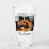 2枚の写真とパーソナライズされた16ozピントガラス タンブラーグラス (正面)