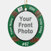 2枚の写真とロゴソフトボールオーナメント、お使いのカラー セラミックオーナメント (左)