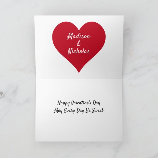 2枚の写真と名前ハートは私のバレンタインモザイク5x7 シーズンカード (内部)