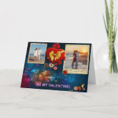 2枚の写真と名前ハートは私のバレンタインモザイク5x7 シーズンカード (正面)