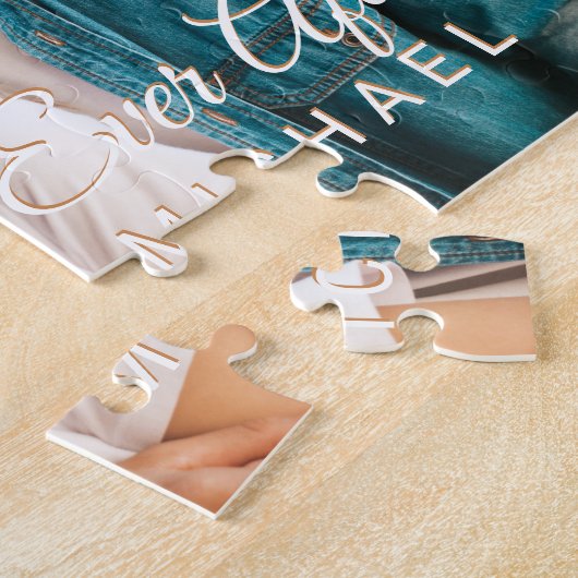 2枚の写真と文字の後で幸せに ジグソーパズル (側面)