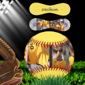 2枚の写真と文字パーソナライズされたソフトボール ソフトボール