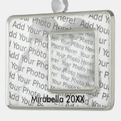 2枚の写真と文字 シルバープレートフレームオーナメント (左)