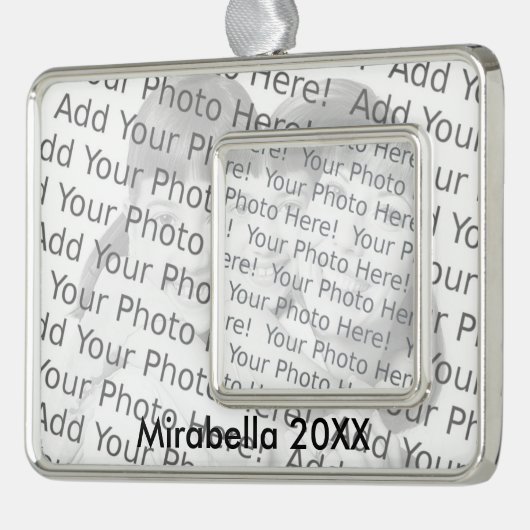 2枚の写真と文字 シルバープレートフレームオーナメント (左)
