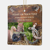 2枚の写真と贈パーソナライズされたり物(馬好き) セラミックオーナメント (左)