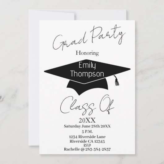 2枚の写真と金ゴールドグリッター卒業 カード (正面)