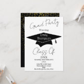 2枚の写真と金ゴールドグリッター卒業 カード (正面/裏面インサイチュ)