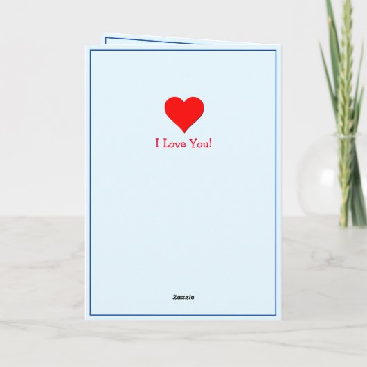 2枚の写真と青のバレンタインのハートを追加 カード (裏面)