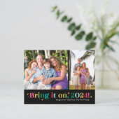 2枚の写真に持ち込むハッピーニューイヤー葉書 シーズンポストカード (スタンド正面)