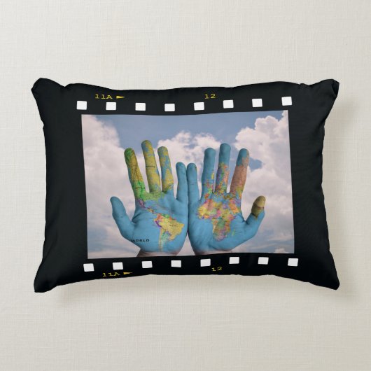 2枚の写真のカスタムテンプレート装飾用クッション アクセントクッション (正面)