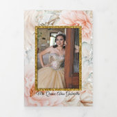 2枚の写真のキンセアネラ 英語 スペイン語 コーラルローズ 三つ折り招待状 (カバー)