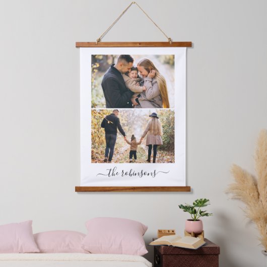 2枚の写真のギャラリパーソナライズされたー 吊り下げ型タペストリー (寝室)