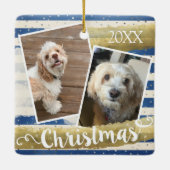 2枚の写真のクリパーソナライズされたスマス セラミックオーナメント (裏面)