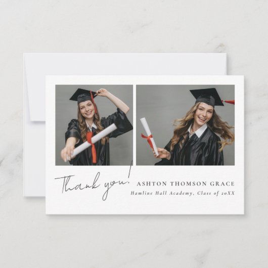2枚の写真のコラージュモダンデザイン サンキューカード (正面)