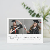 2枚の写真のコラージュモダンデザイン サンキューカード (スタンド正面)