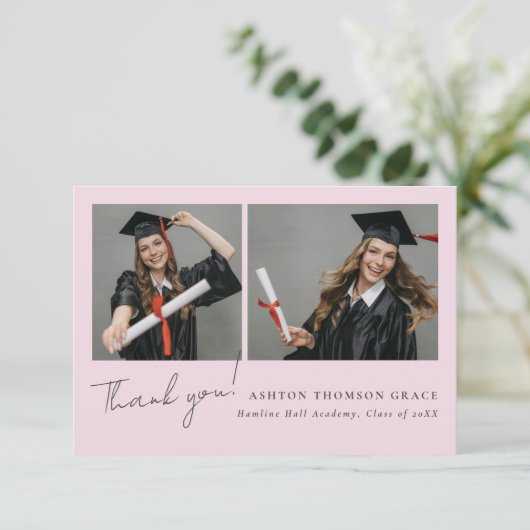 2枚の写真のコラージュモダンデザイン サンキューカード (スタンド正面)