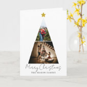 2枚の写真のツリー型クリスマスカード カード (黄色い花)